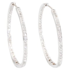 Boucles d'oreilles en or blanc 18 carats diamant naturel In and Out Diamond