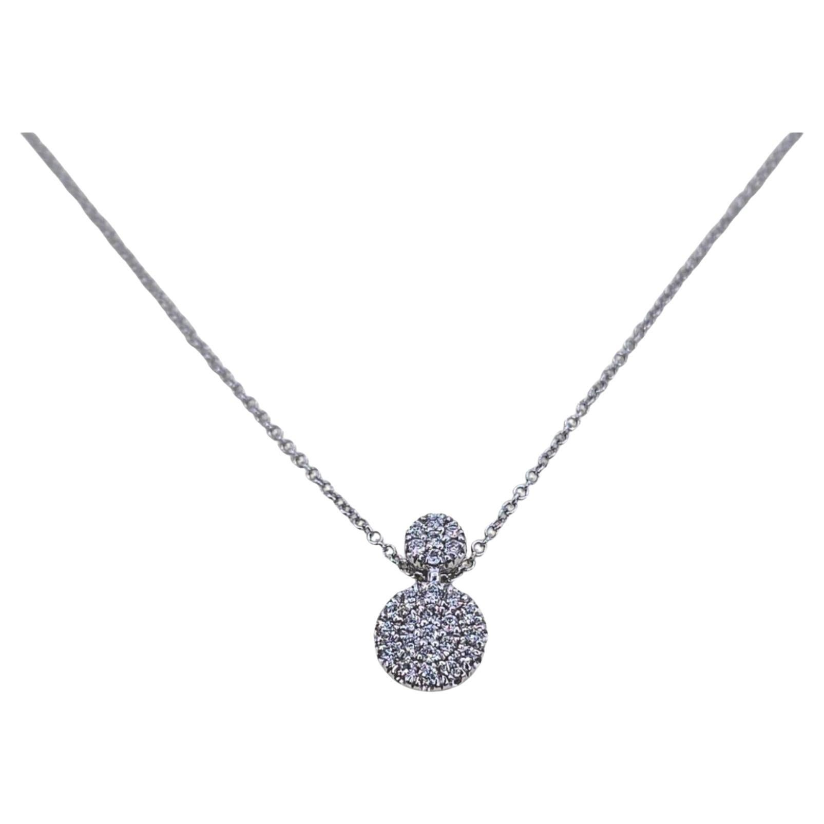 Excellent Or blanc 14K 585 - Diamant naturel VVS : Pendentif rond avec chaîne en vente