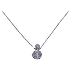 Excellent Or blanc 14K 585 - Diamant naturel VVS : Pendentif rond avec chaîne