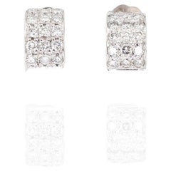 18k 750 White Gold Natural Diamond Wide Hoop Earrings