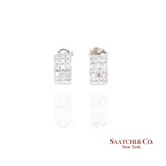 18k 750 White Gold Natural Diamond Wide Hoop Earrings