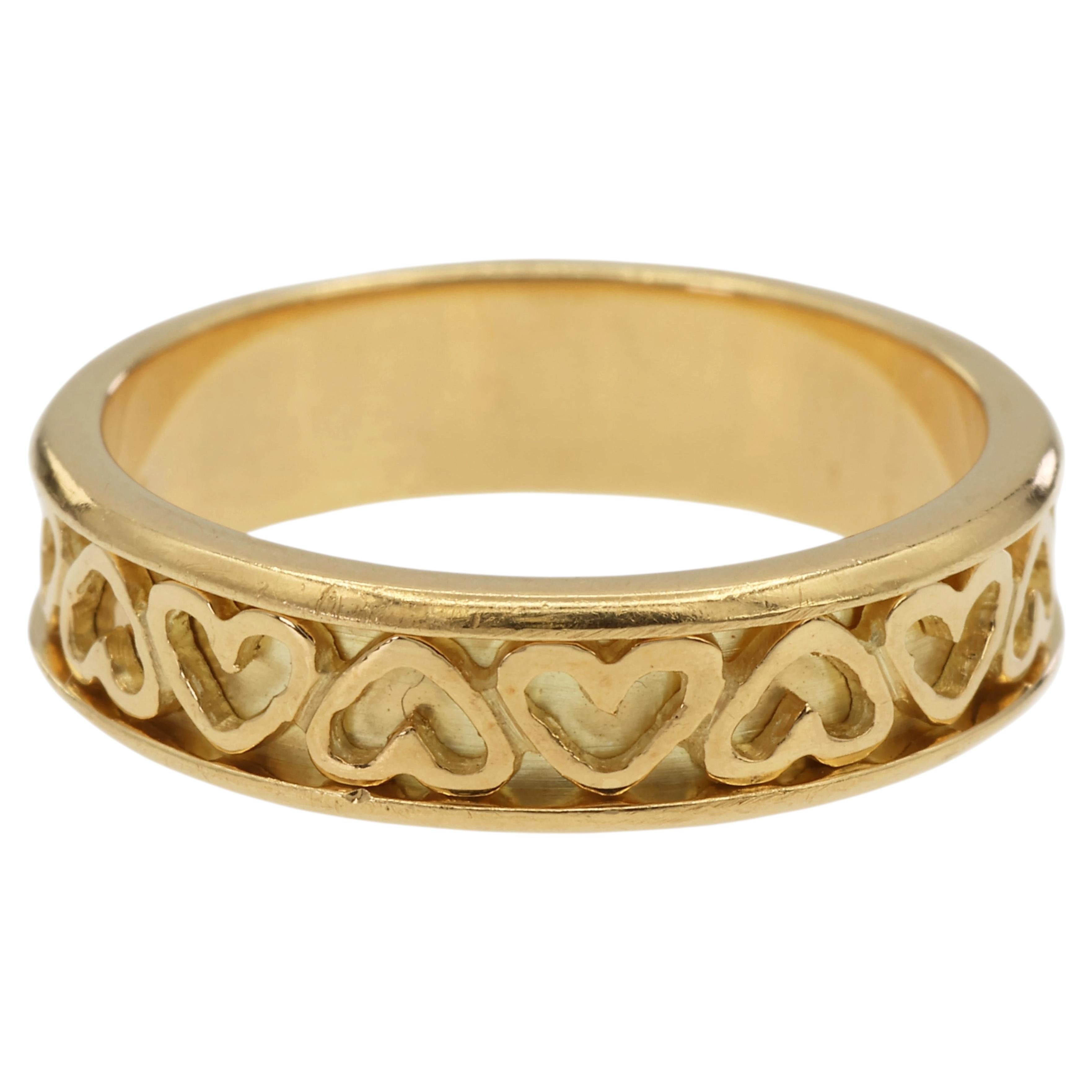 Vintage Tiffany & Co. 18K 750 Solid Yellow Gold Heart Shape Band Ring