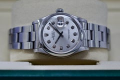 Rolex Stainless Steel Silver Diamond Dial Oyster Perpetual Date 1500