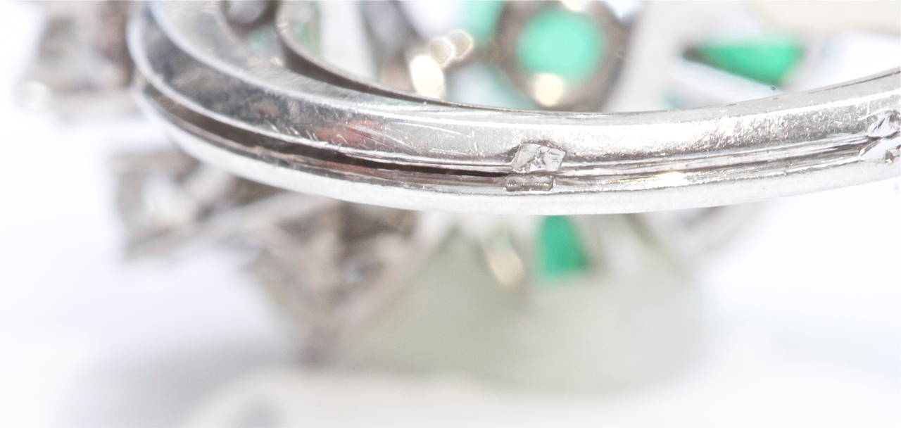 French Diamond Emerald Amethyst Gold Ring 2