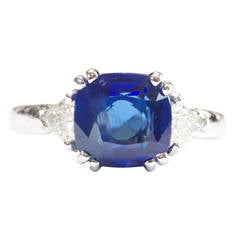 Burma No Heat Sapphire Diamond Platinum Engagement Ring