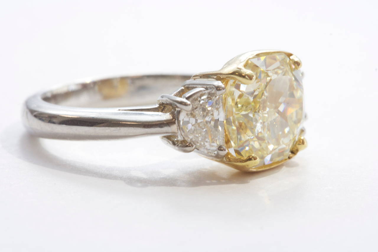 Fancy Yellow Diamond Platinum Engagement Ring