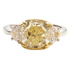 Fancy Yellow Diamond Platinum Engagement Ring