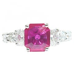 Burma No Heat Ruby Diamond Platinum Ring