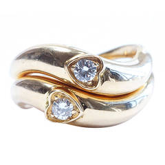 Van Cleef & Arpels Diamond Gold Double Heart Ring