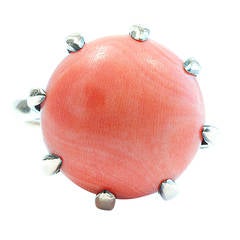 Reddish Orange Coral Gold Ring