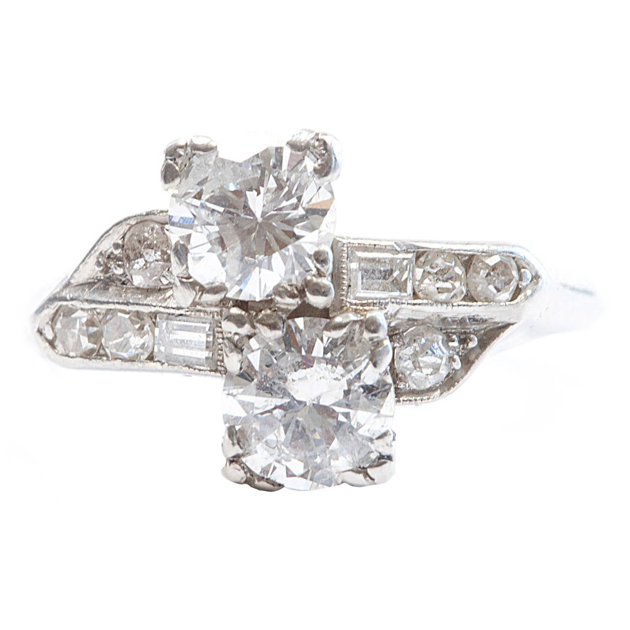 Double Diamond Platinum Engagement Ring