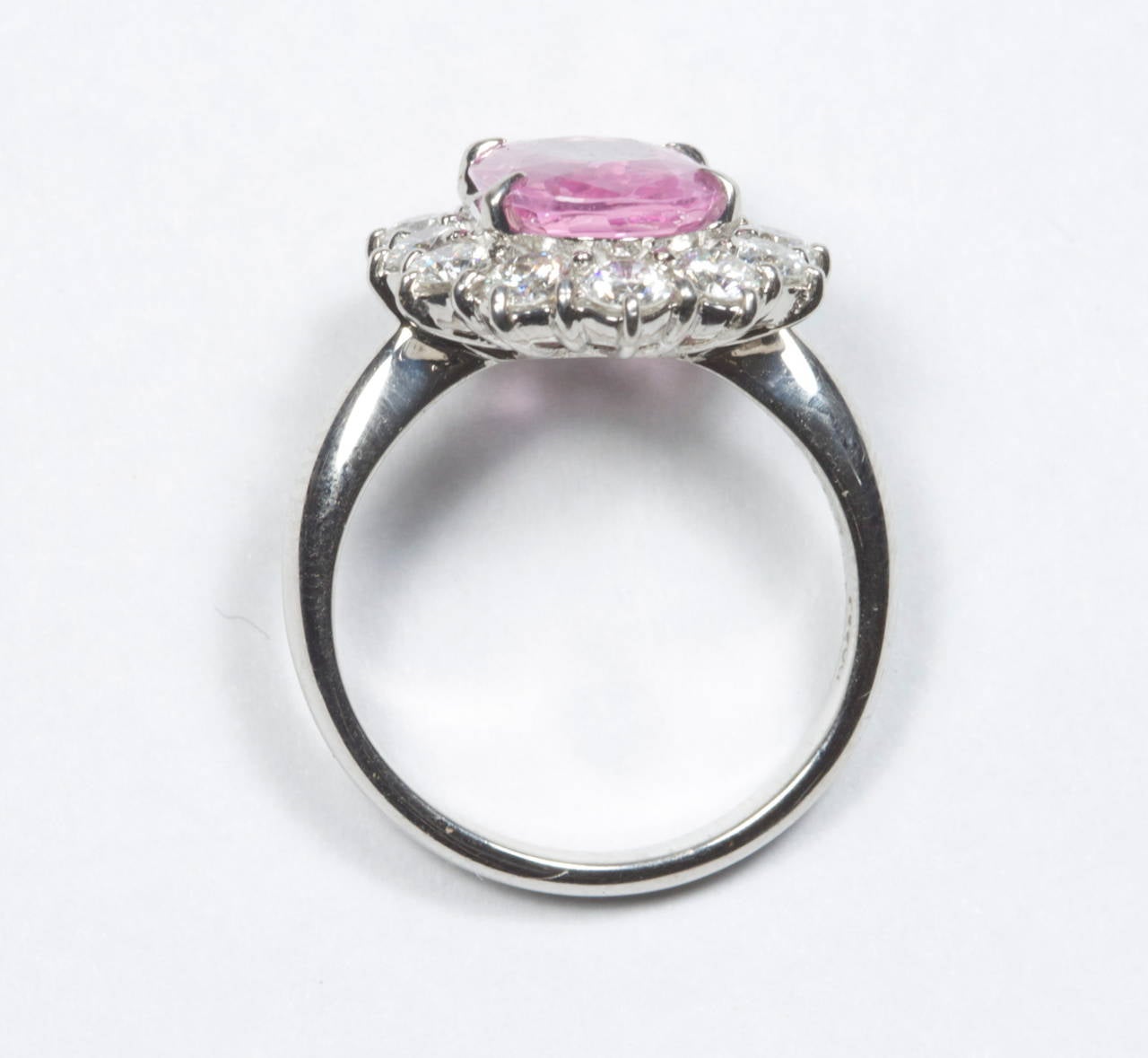 Women's Sapphire Diamond Platinum Flower Motif Halo Ring