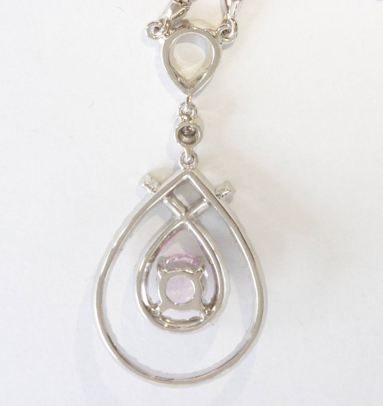 Light Pink Sapphire Diamond Gold Necklace In New Condition In Beverly Hills, CA