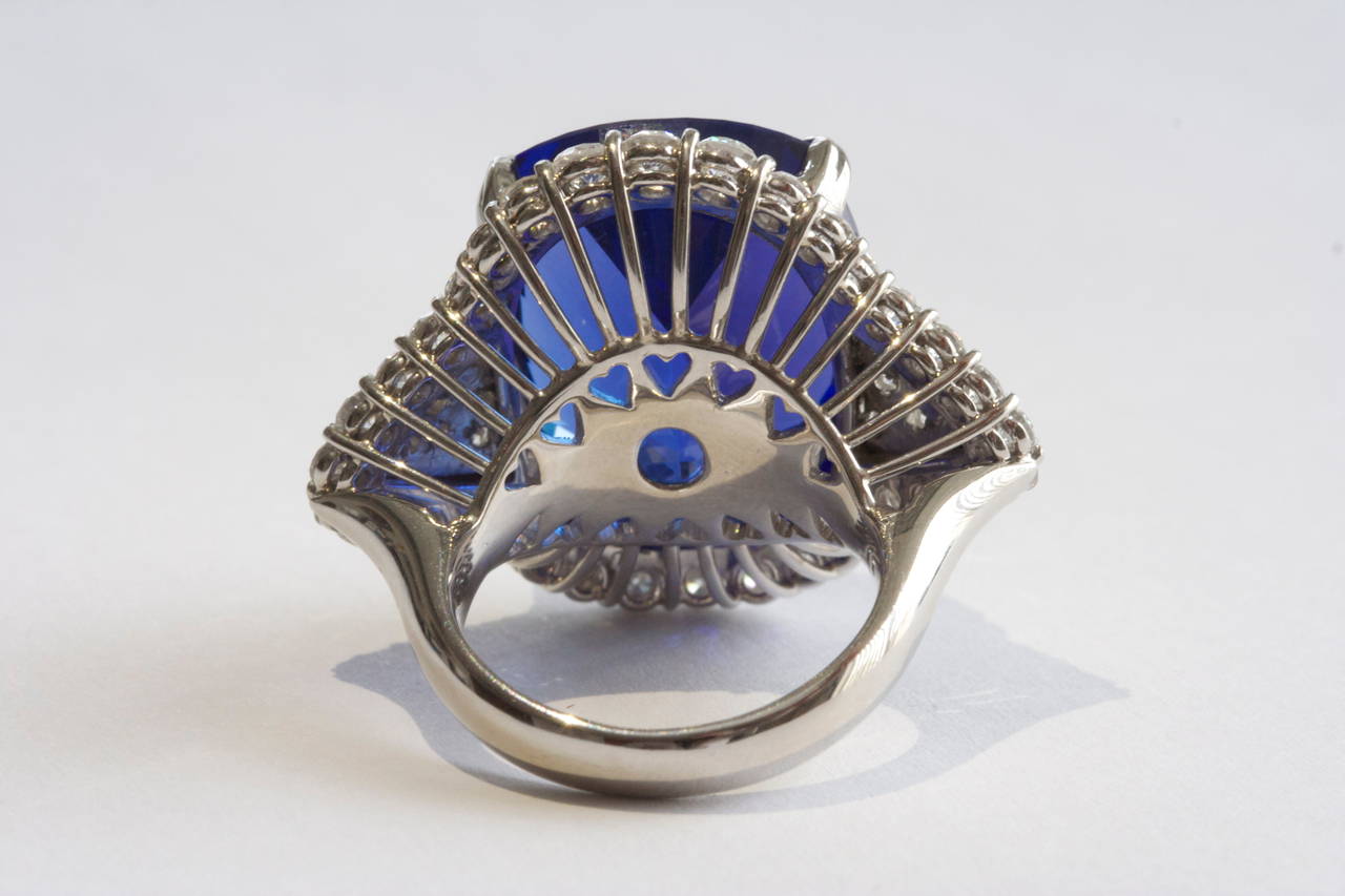 Women's Impressive Tanzanite Diamond Platinum Ring