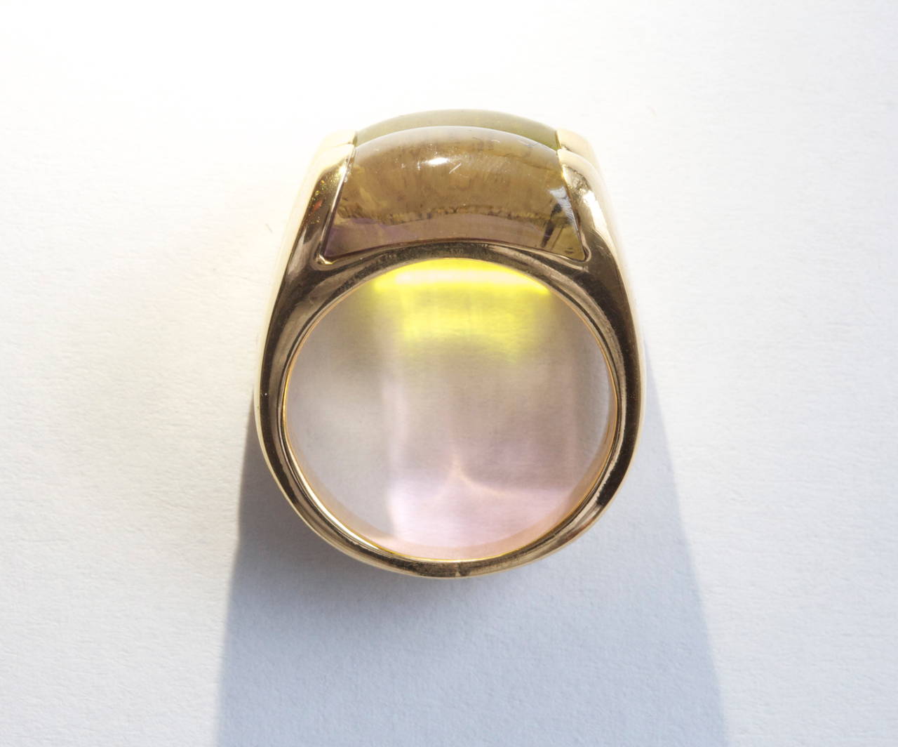 Bulgari Peridot Amethyst Gold Ring In Excellent Condition In Beverly Hills, CA