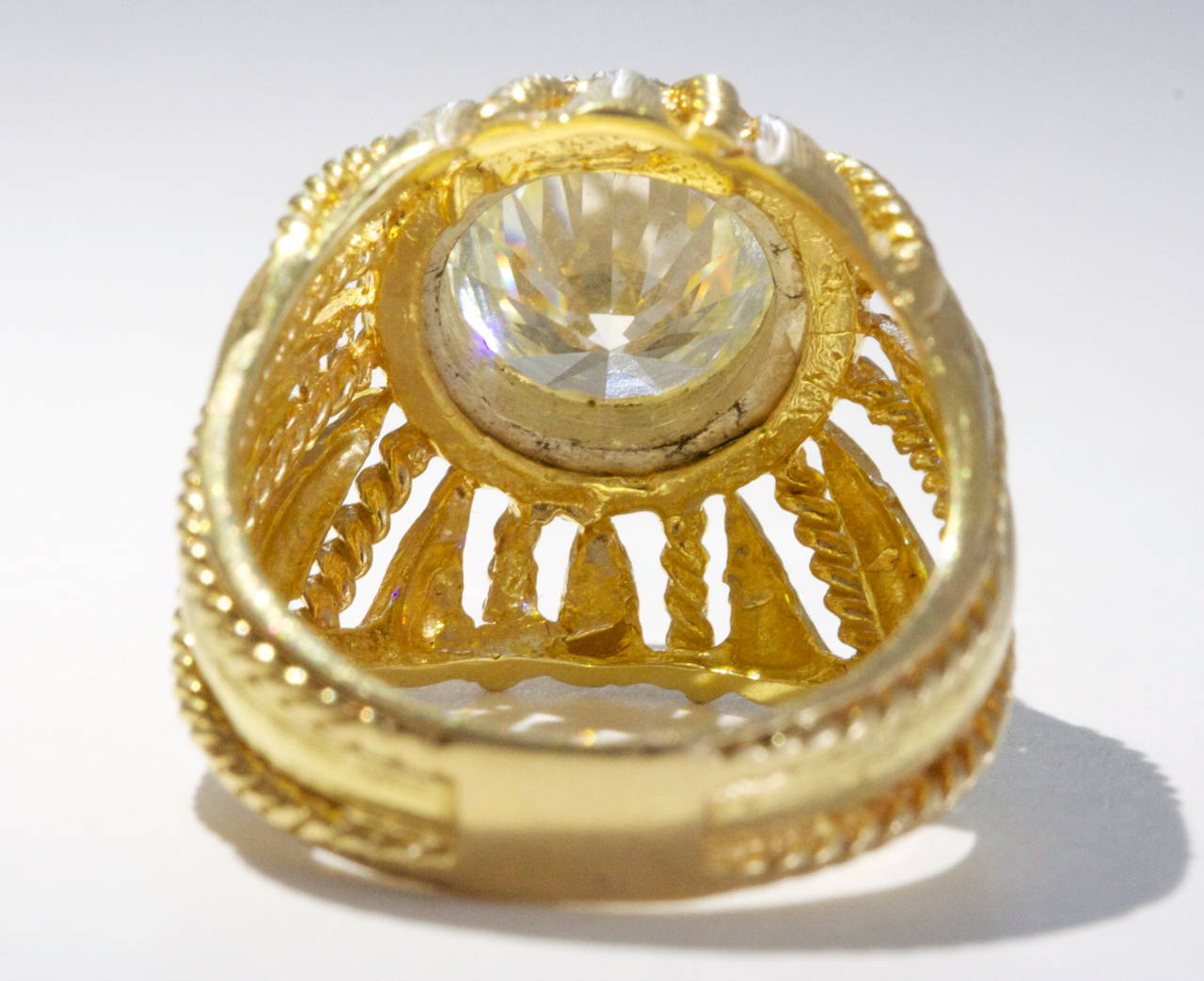 Women's Three Carat Diamond Gold Ring