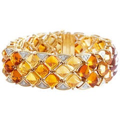 Retro Citrine Diamond Gold Bracelet
