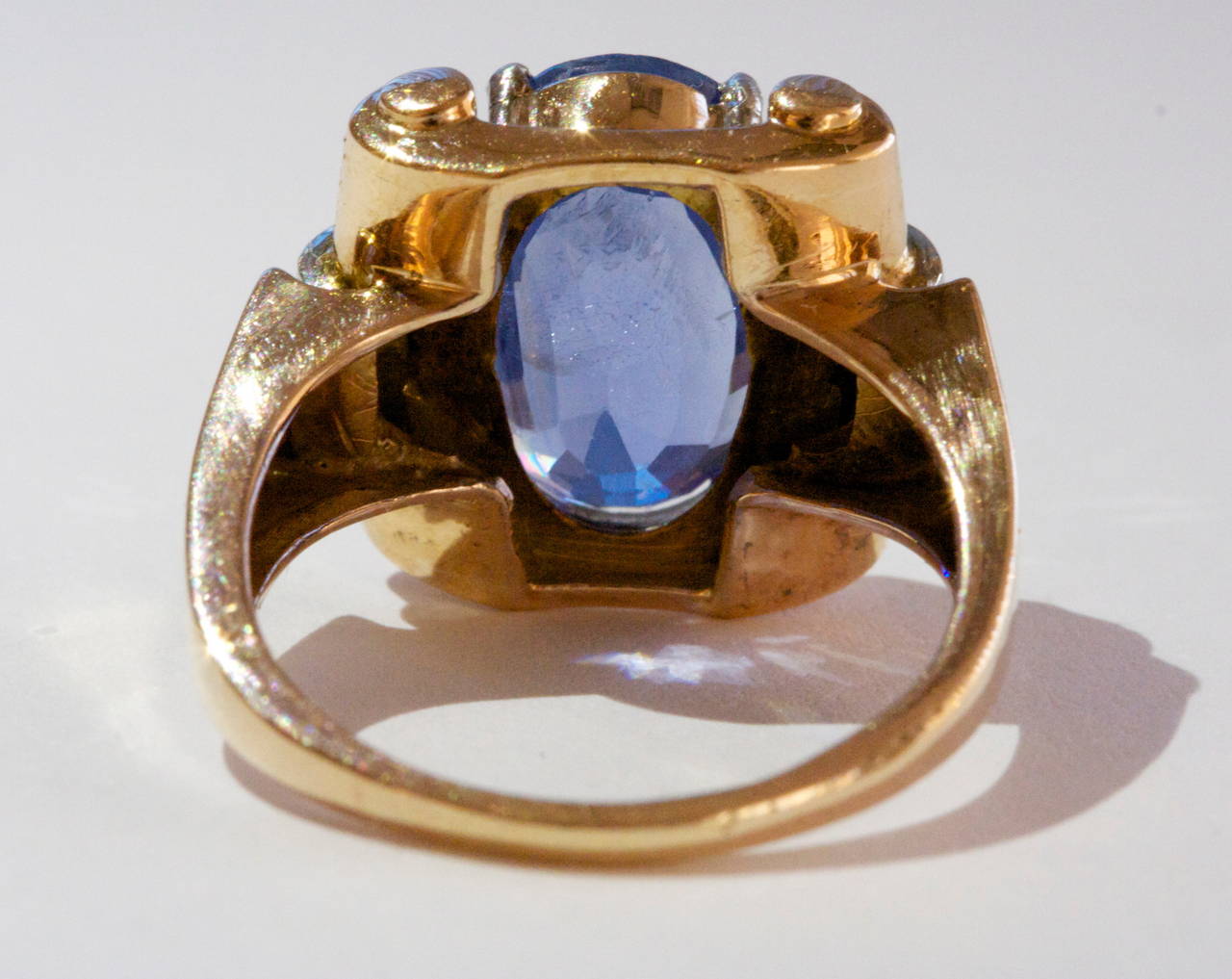 Retro Sapphire Diamond Gold Ring 2