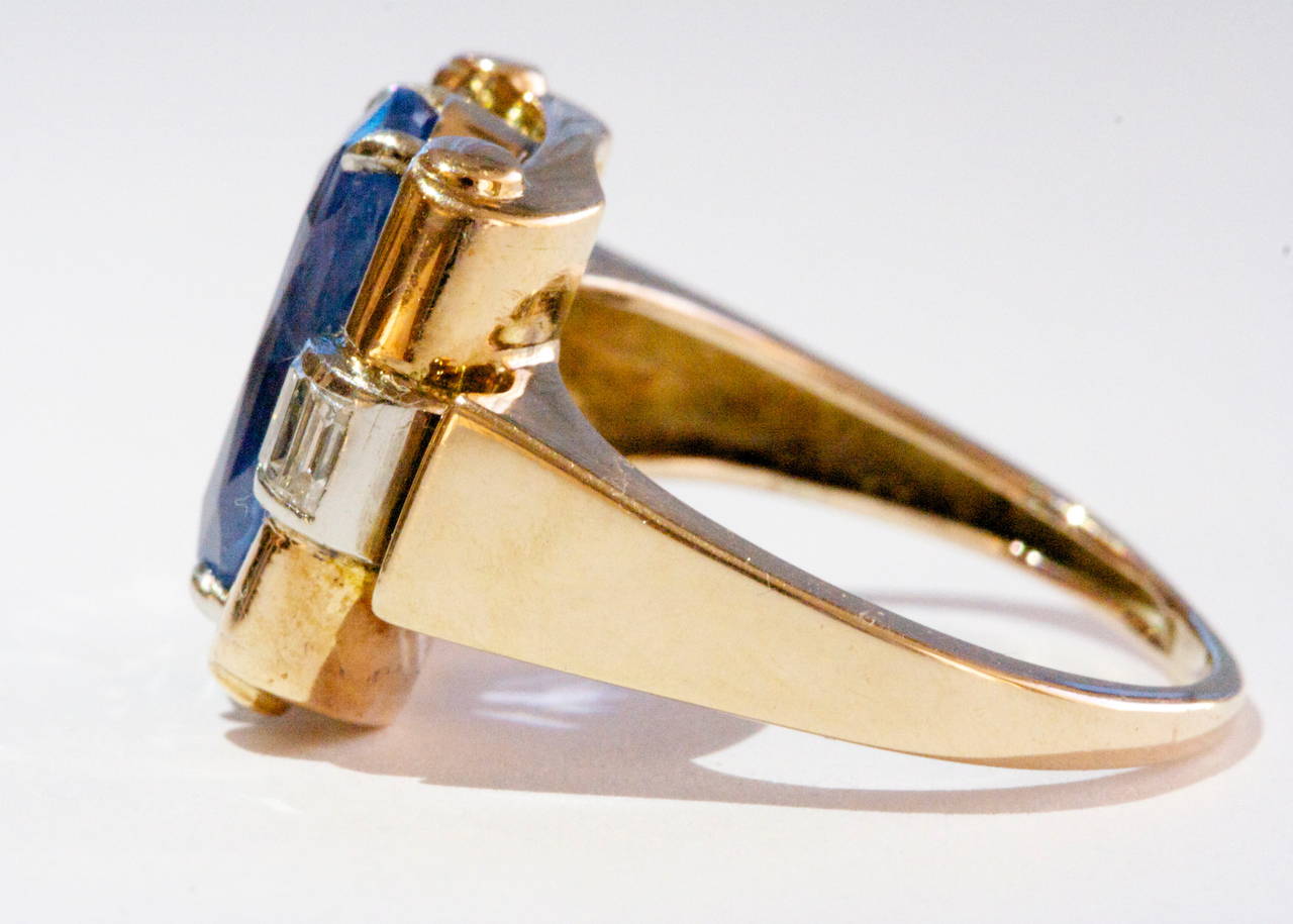 Women's Retro Sapphire Diamond Gold Ring