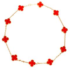 Van Cleef & Arpels 10 Motiv Karneol Alhambra Halskette