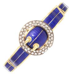 Enamel Diamond Gold Buckle Bracelet