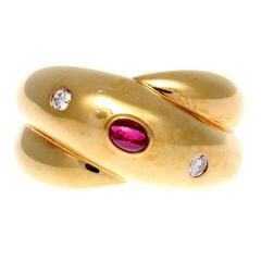 Cartier Colisee Ruby Diamond Gold Ring