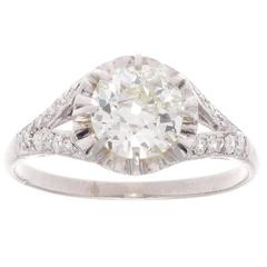 Old European Cut Diamond Platinum Engagement Ring