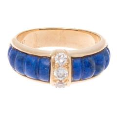 Vintage Van Cleef & Arpels Lapis Lazuli Diamond Gold Ring