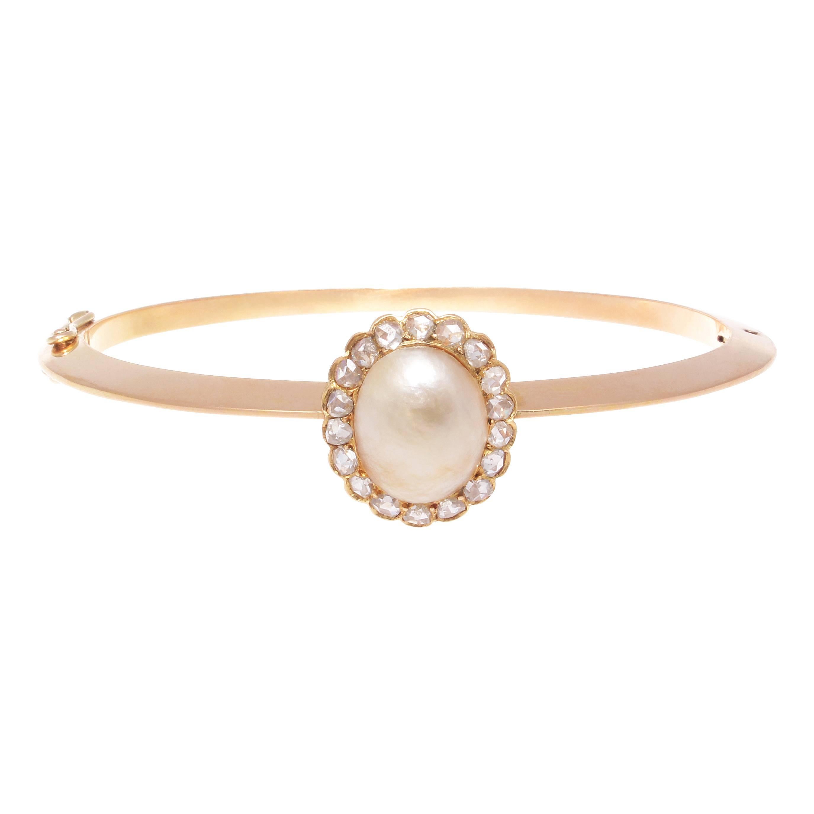 Victorian Pearl Diamond Gold Bracelet
