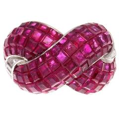 Spectacular Boucheron Mystery Set Ruby Platinum Ring