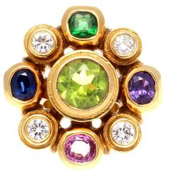 Colorful Gemstone Gold Ring