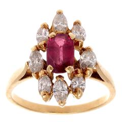 Antique Ruby Diamond Gold Ring