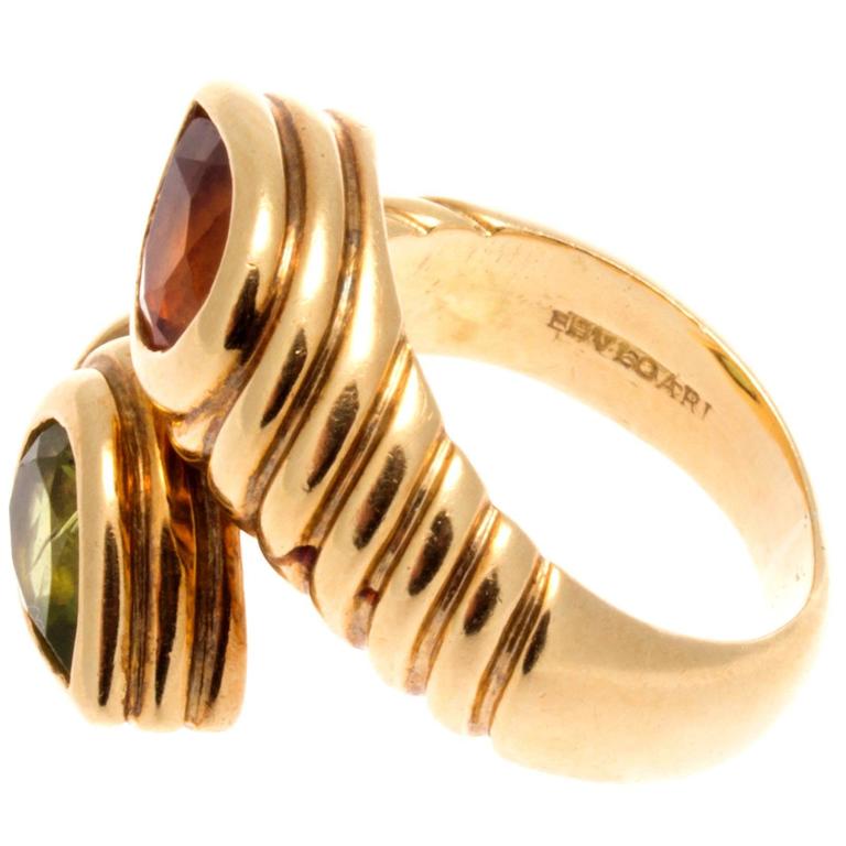 Bulgari Two Stone Gold Ring At 1stdibs