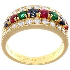 Van Cleef & Arpels Multicolored Gemstone Diamond Gold Ring