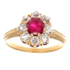 French Art Deco Ruby Diamond Gold Ring French Art Deco Ruby Diamond Gold Ring