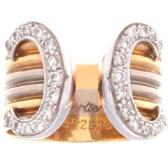 Cartier Diamond Gold C Ring