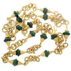 Tiffany & Co. Italy Malachite Textured Gold Necklace