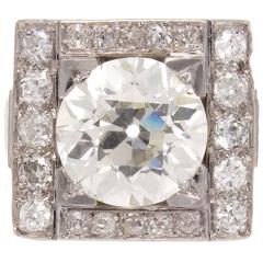 French Art Deco 4.46 Carat GIA Diamond Platinum Ring