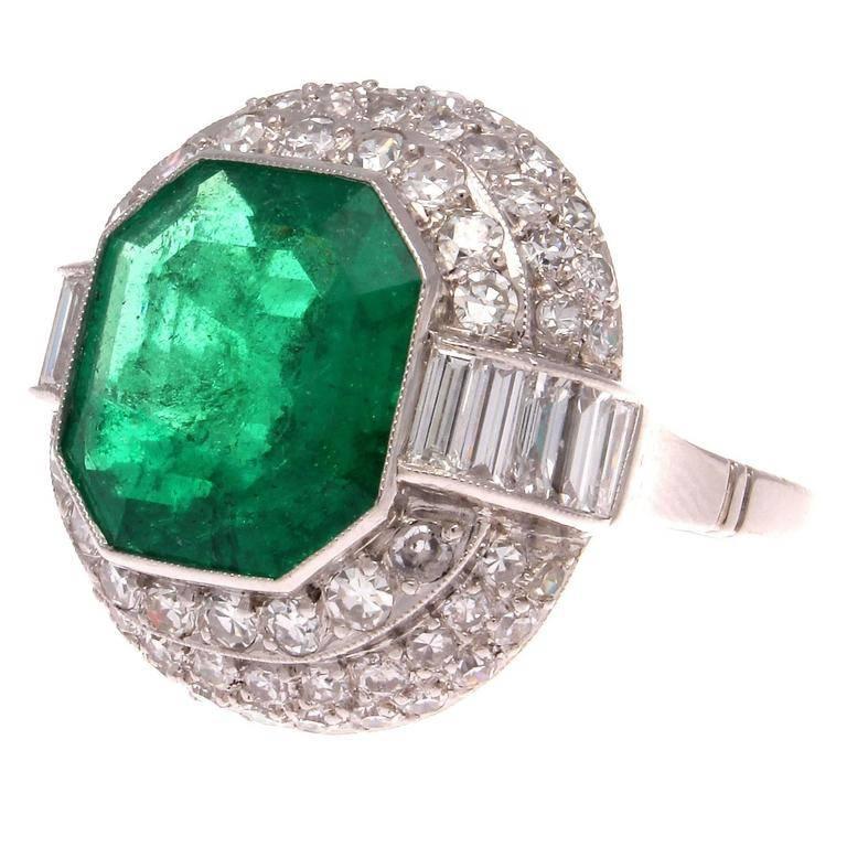 5.45 Carat AGL Certified Colombian Emerald Diamond Platinum Ring