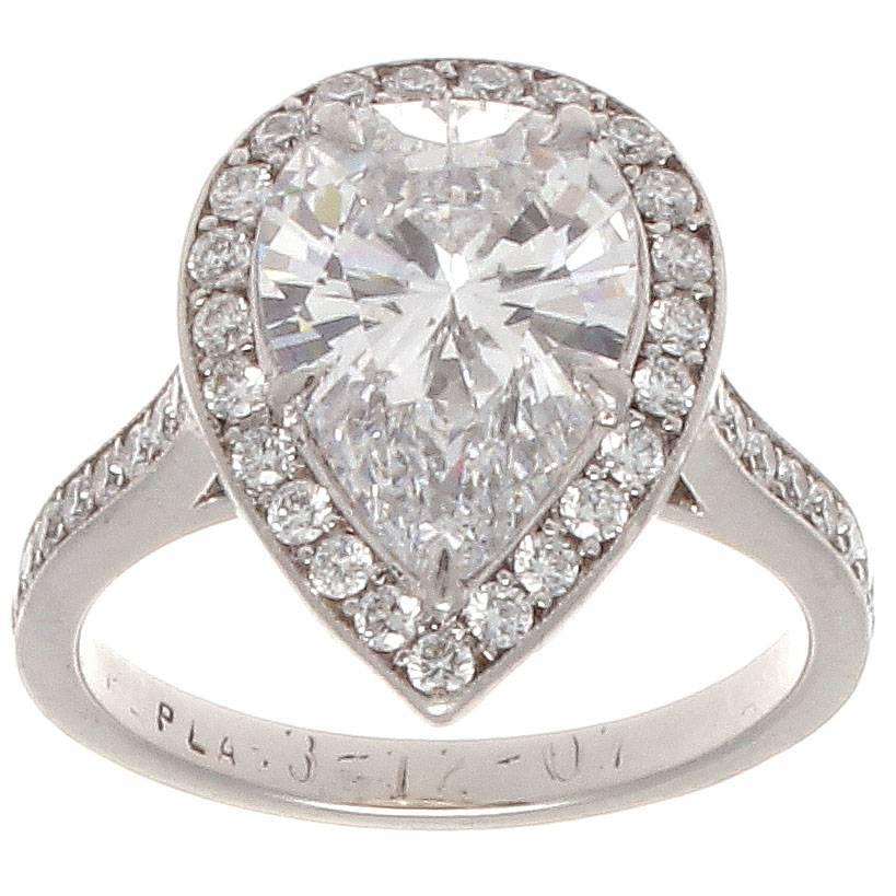 GIA 2.31 Carat Pear Shaped Diamond Platinum Engagement Ring