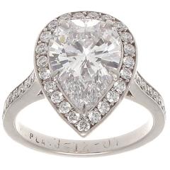GIA 2.31 Carat Pear Shaped Diamond Platinum Engagement Ring