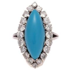 Turquoise Diamond Platinum Ring