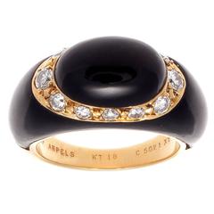 Van Cleef & Arpels Diamond Onyx Gold Ring