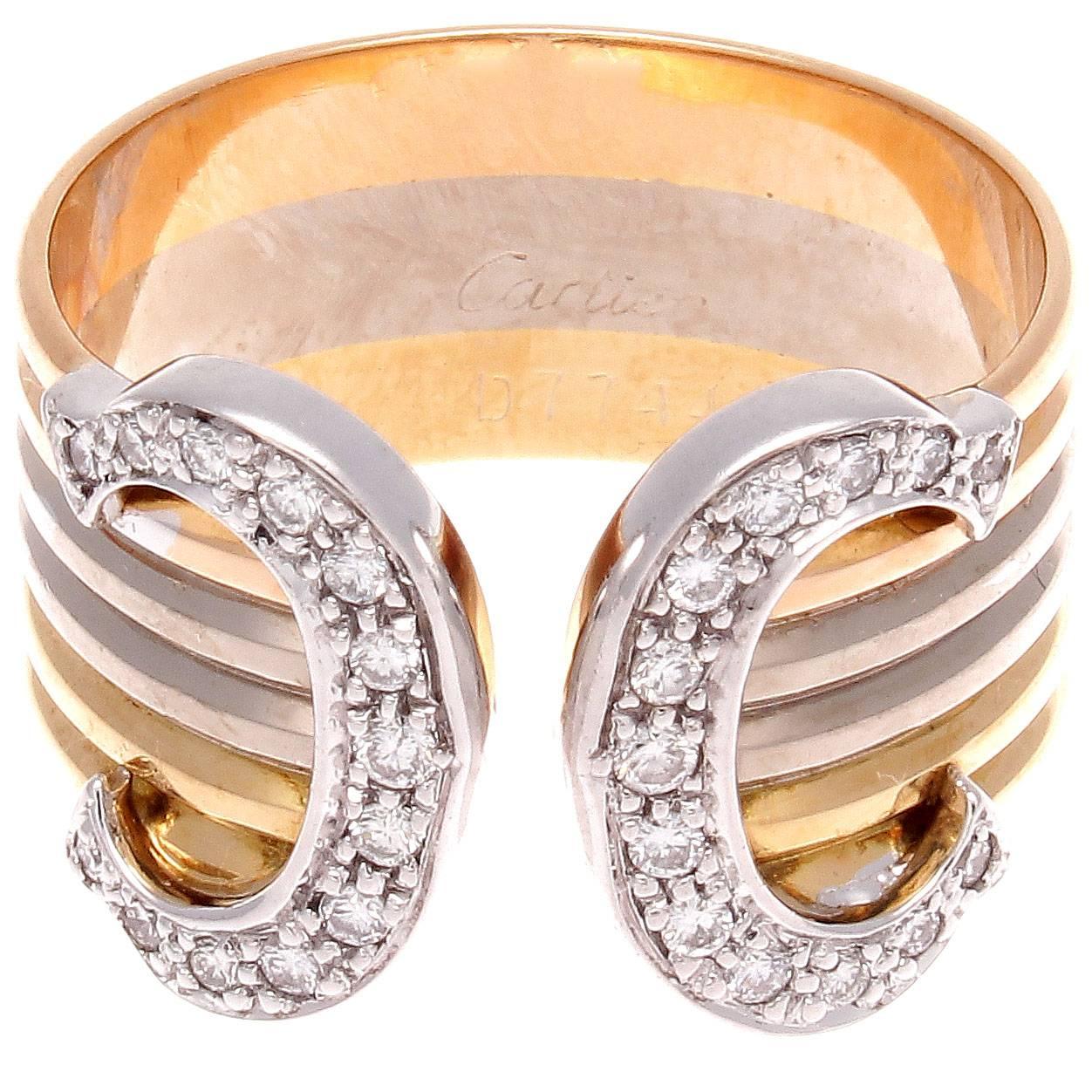 Cartier Double C Diamond Gold Ring