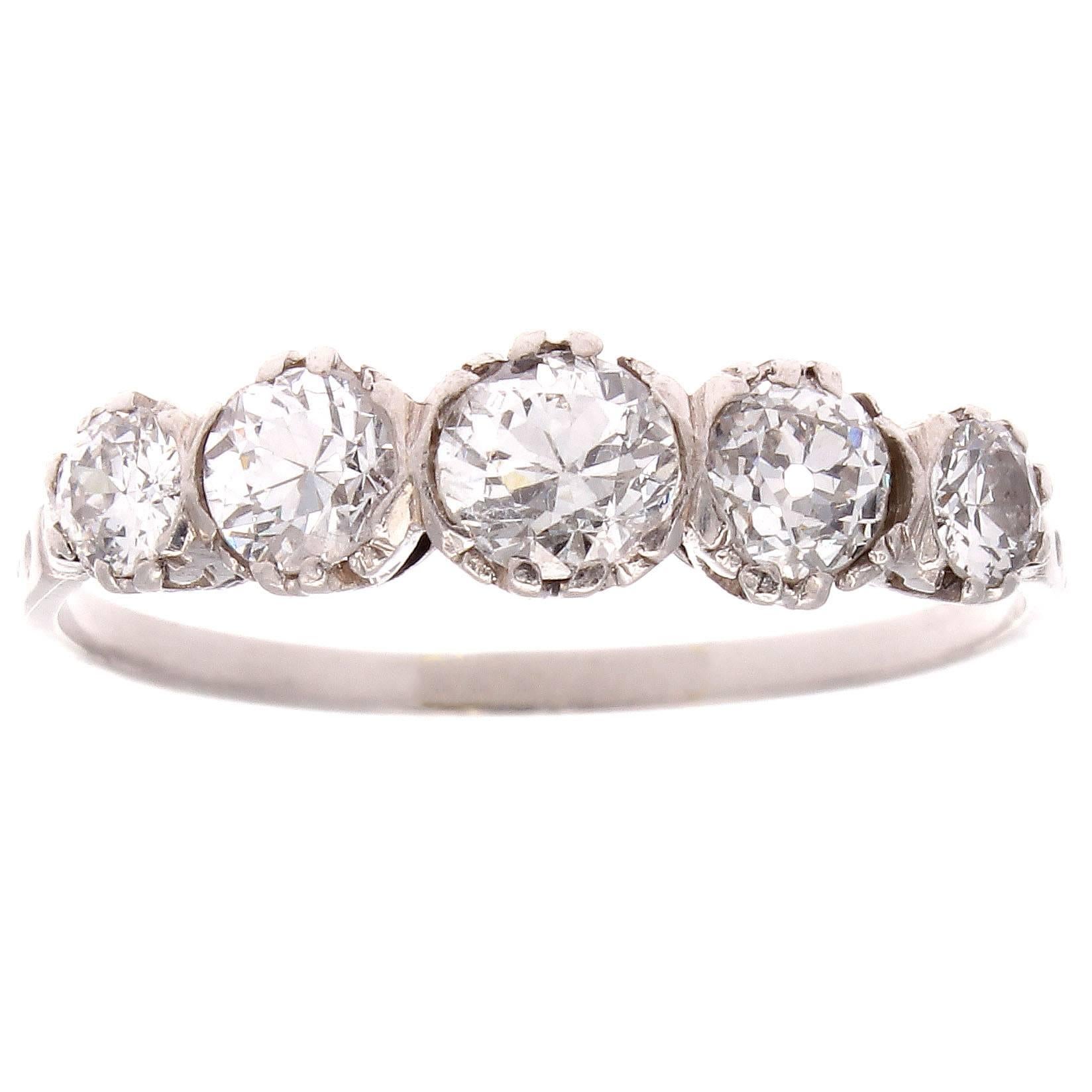 Five Stone Diamond Platinum Ring