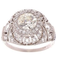Diamond Sapphire Platinum Engagement Ring