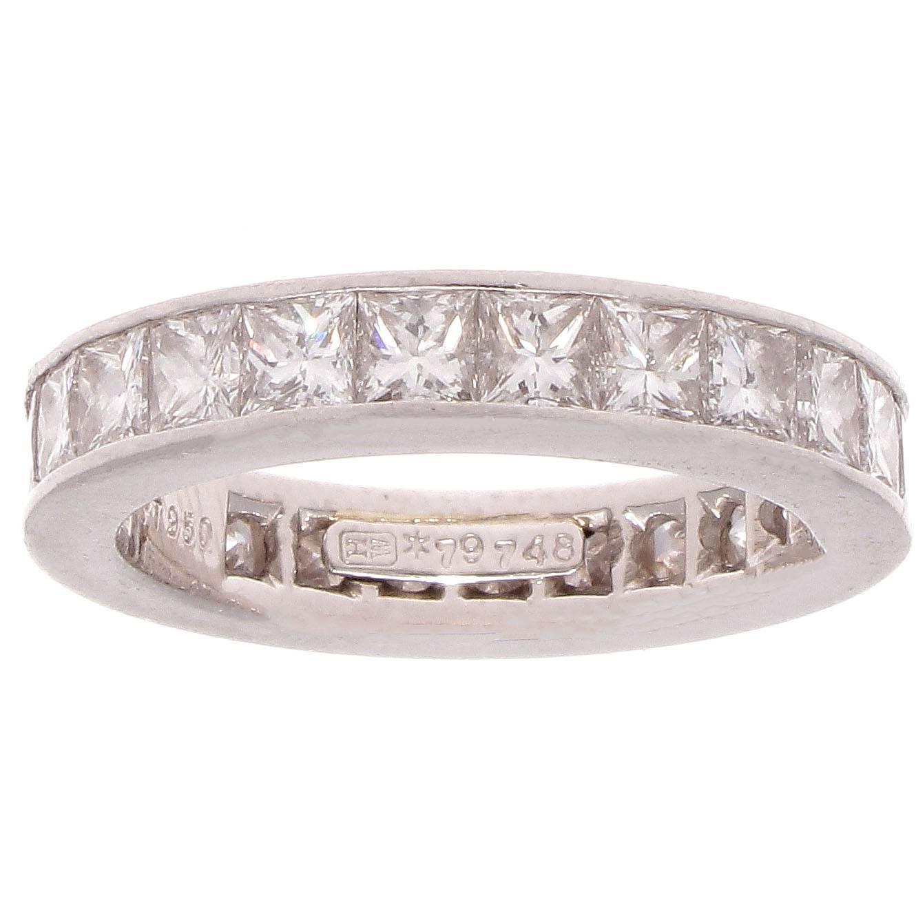 Harry Winston 5 Carat Princess Cut Diamond Platinum Eternity Ring
