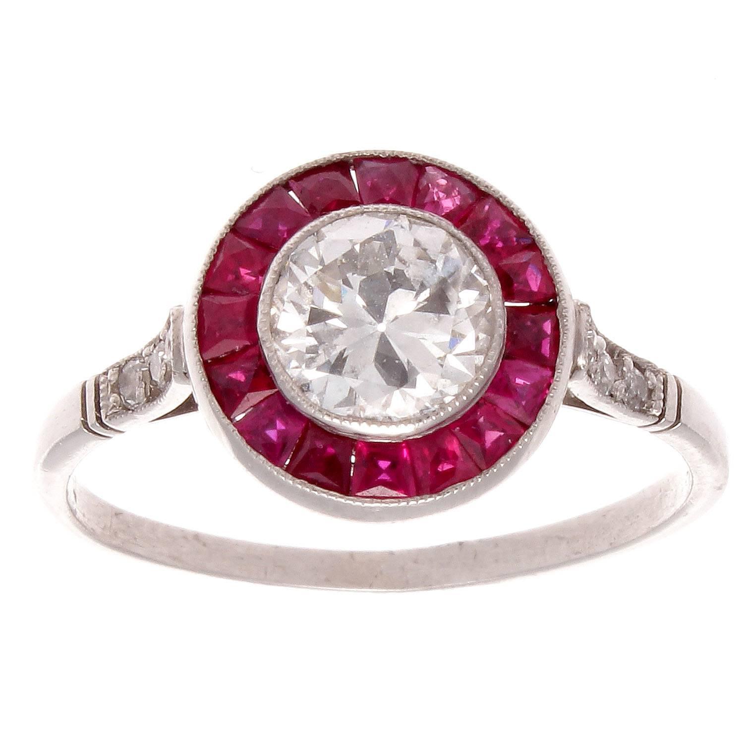 Diamond Ruby Platinum Engagement Ring