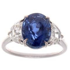 Natural Burma 4.29 Carat Sapphire Diamond Platinum Ring