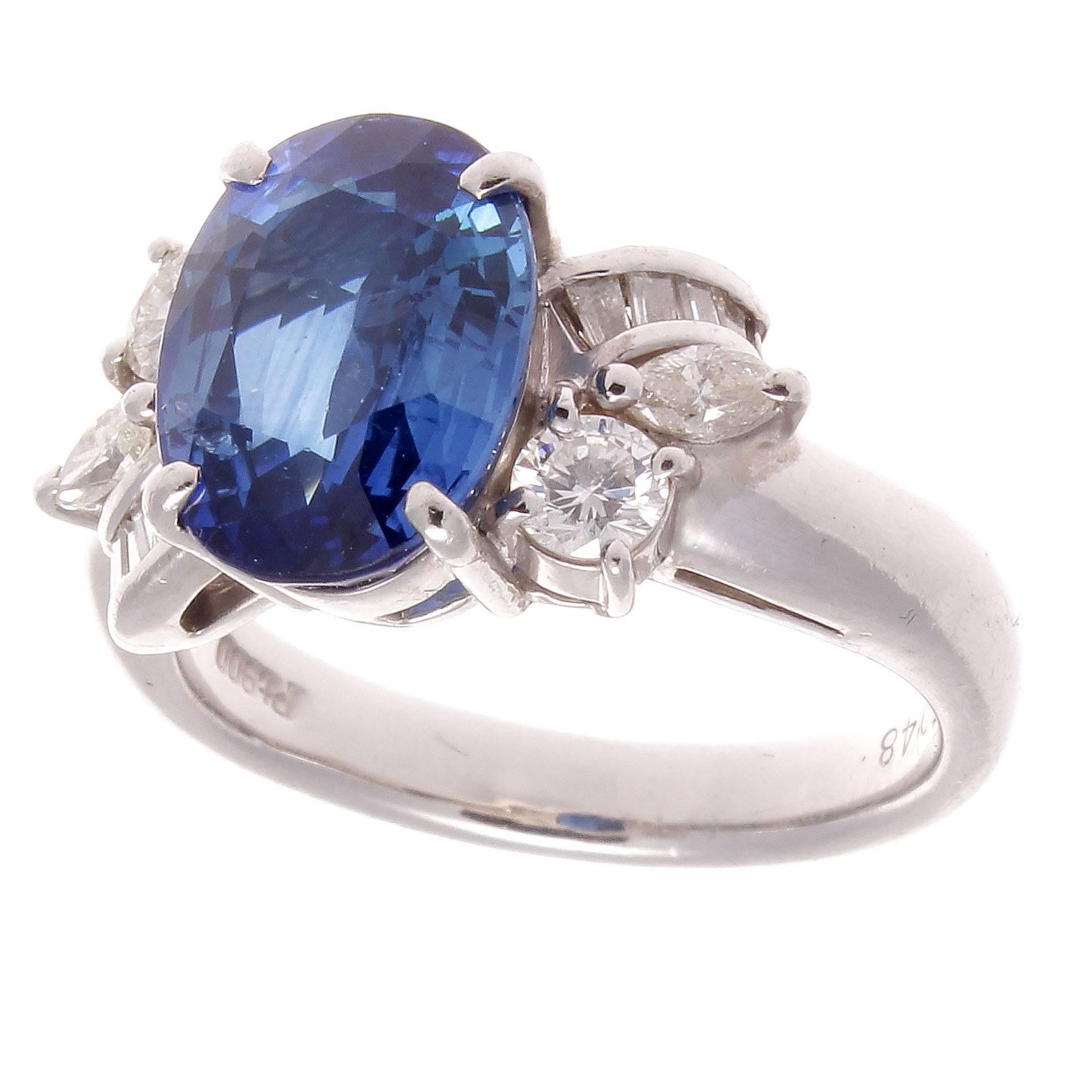 3.80 Carat Sapphire Diamond Platinum Ring